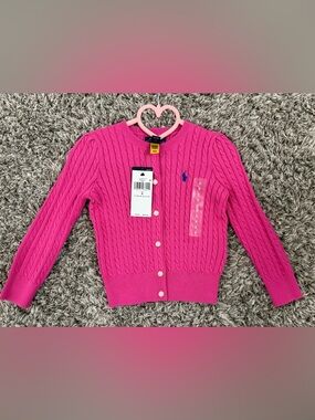 Ralph Lauren Pink Cable Knit Cardigan size 3 T NWT